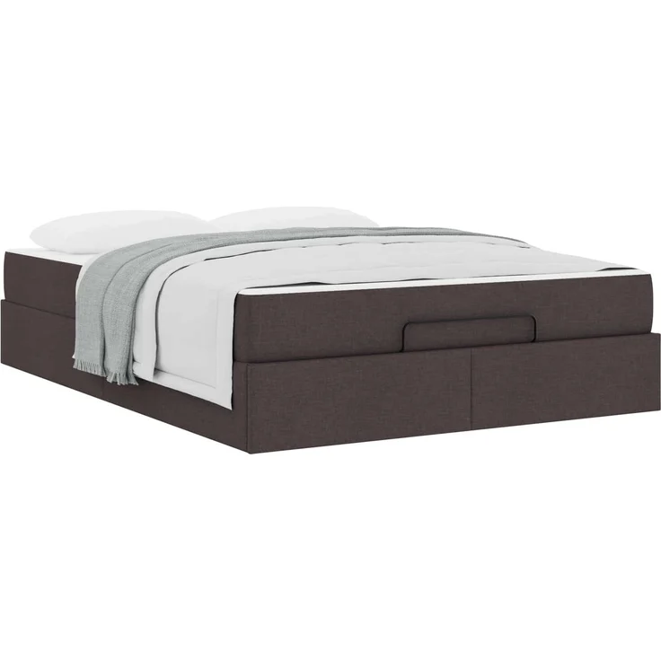 vidaXL Bettgestell mit Matratze mit Matratze 2 pcs Hellbraun Stoff 3399497 – Bild 2