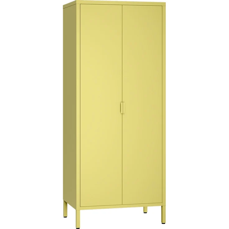 skølm 'Ituri' Kleiderschrank, Metall, 170x45x80 cm, gelb, Garderobe mit 4 Fächern und 2 Kleiderstangen – Bild 2