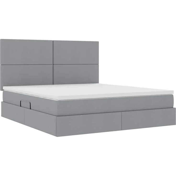 vidaXL LED-Speicherbett mit Matratze Hellgrau 180 x 200 cm Stoff 3372369 – Bild 6