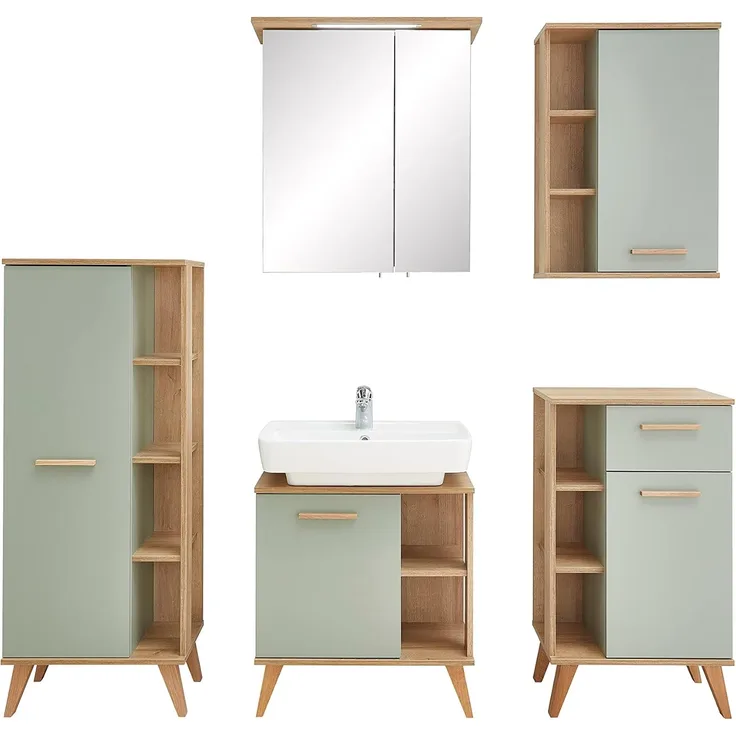 Pelipal Badmöbel-Set 5-teilig Quickset 963 mit Waschbeckenunterschrank und Spiegelschrank (LED) | Hochwertige Badezimmermöbel vom Markenhersteller
