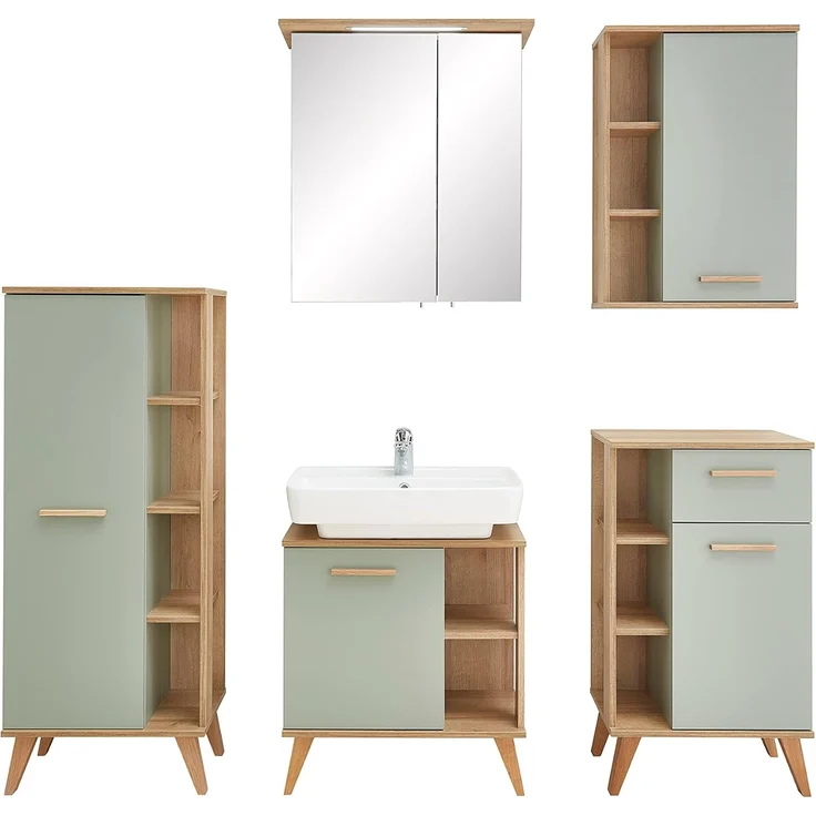 Pelipal Badmöbel-Set 5-teilig Quickset 963 mit Waschbeckenunterschrank und Spiegelschrank (LED) | Hochwertige Badezimmermöbel vom Markenhersteller – Bild 1
