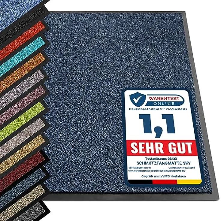 etm® Schmutzfangmatte - Note 1,6: Sieger Preis-Leistung - Fußmatte in vielen Größen - Türmatte Fußabstreifer für Haustür innen und außen (Blau-Schwarz, 90x300 cm) – Bild 1
