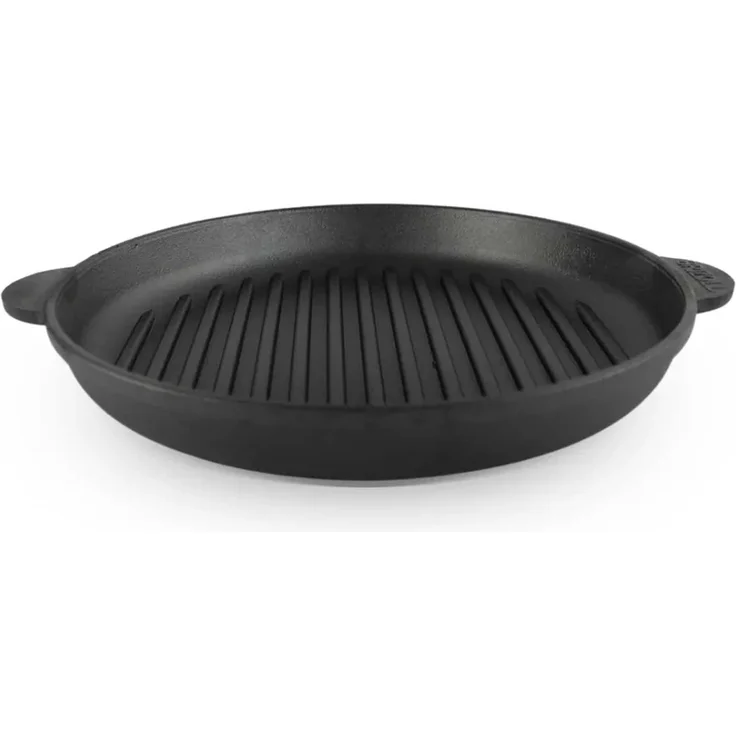 Ø28cm Grillpfanne aus Gusseisen Bräter Schmortopf zwei Griffe Servierpfanne Grill – Bild 5