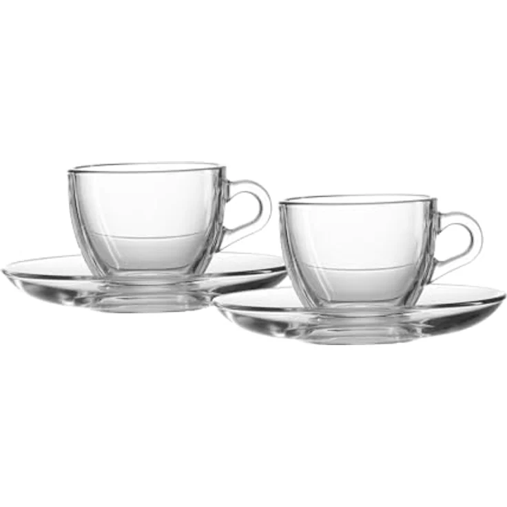 PRESOTTO Espresso-Set, 4-teilig, Transparentes Glas, spülmaschinenfest, 80 ml Tassen mit Untertassen – Bild 1
