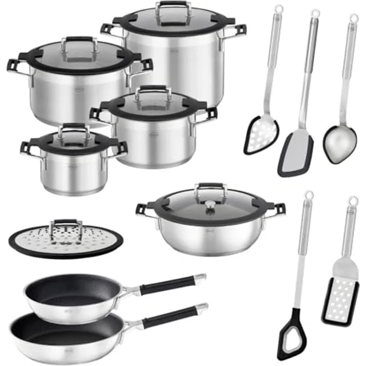 RÖSLE Topf-Set Silence® Pro Topfset 13tlg, Edelstahl 18/10, Profi-Set SILENCE PRO 13-tlg. – Bild 1