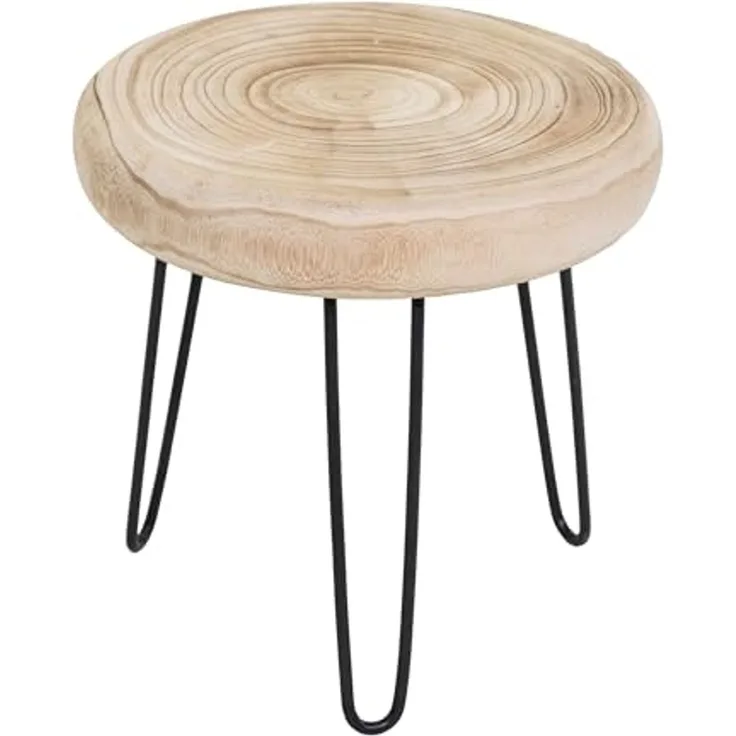 Spetebo Blumenhocker Holz Pflanzenständer natur mit 3 Beinen - 32 cm (Anzahl, 1 St, Stück), massive Holzplatte mit Metall Gestell