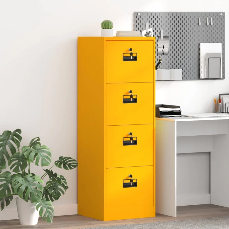 vidaXL Aktenschrank Senfgelb 45,5 x 42 x 139 cm Kaltgewalzter Stahl 891625 – Bild 1