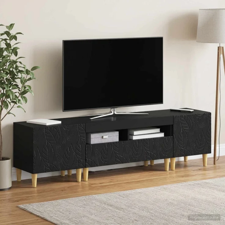 vidaXL 3-teiliges LED TV Regal DELFT Schwarz Holzwerkstoff 3416757 – Bild 3