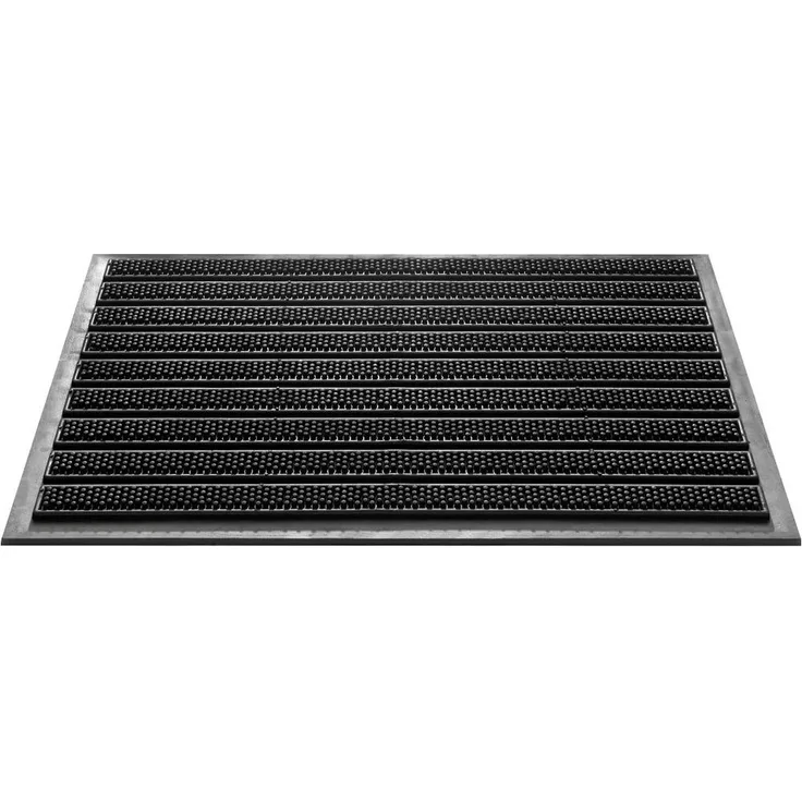matches21 HOME & HOBBY Fußmatte Bürsten Fussabtreter Streifen schwarz als Outdoor Gummi-Matte, rechteckig, Höhe: 10 mm, Wetterfeste 40x60 cm Aussen-Bereich Türmatte als Schmutzfangmatte