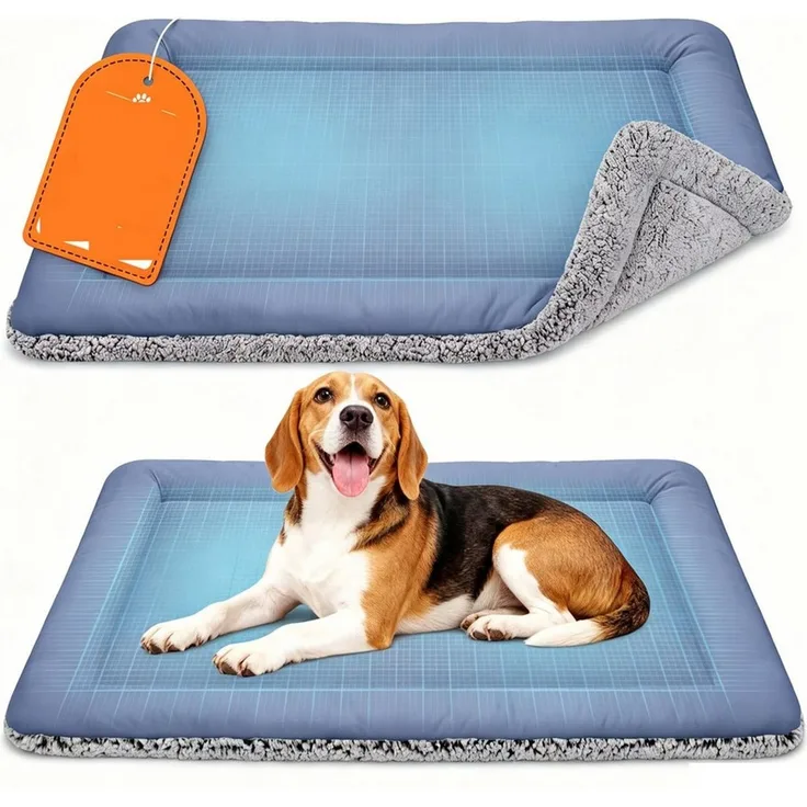 Ledander Hundematte Kühlmatte für Hunde, selbsterwärmendes Katzenbett, wendbares Design, Warm im Winter und kühl im Sommer, Thermo / Hundekissen / kühlend, 103x73 cm