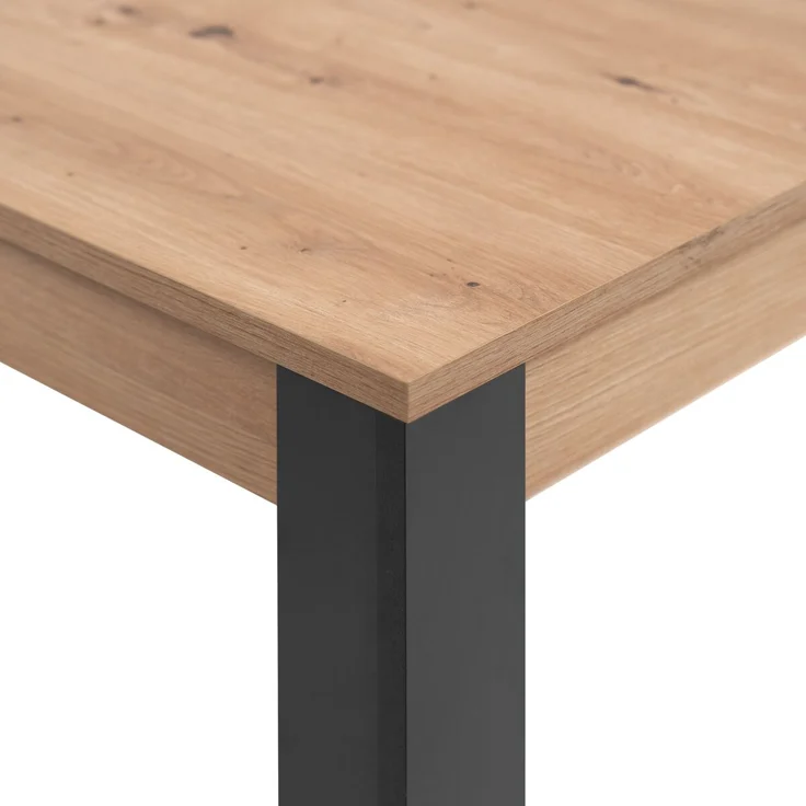 Calicosy 'TOLOSA' Ausziehbarer Esstisch von 100 bis 150 cm Eiche und Schwarz - Helles Holz – Bild 2