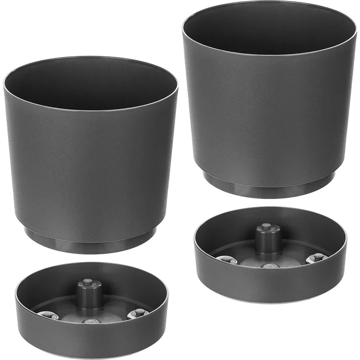 KADAX Blumentopf mit Untersetzer AURA 200, recycelt, anthrazit, 2er-Pack – Bild 6