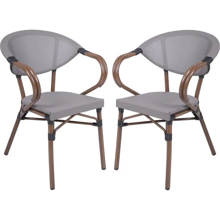 Stapelstuhl 2er Set, braun: Eleganter Outdoor-Komfort im Bambus-Look