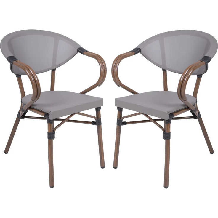 Stapelstuhl 2er Set, braun: Eleganter Outdoor-Komfort im Bambus-Look