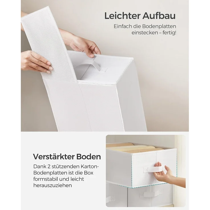 SONGMICS Kleiderschrank-Organizer 2er Set, Aufbewahrungsbox 6 Fächer, Schubladen-Ordnungssystem, Ordnungsboxen faltbar, 42 x 30 x 17 cm, für Hosen, Kleidung, wolkenweiß – Bild 4