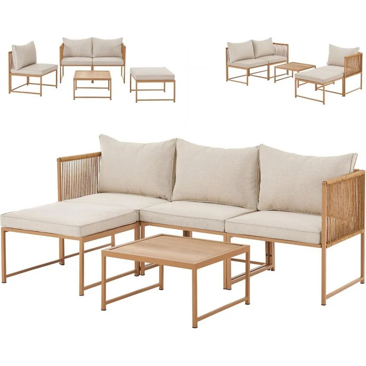 SVITA Gartenlounge-Set DETROIT, (Modul-Set), Gartenmöbel Flexibel Sofa Tisch Sessel Ottoman – Bild 5