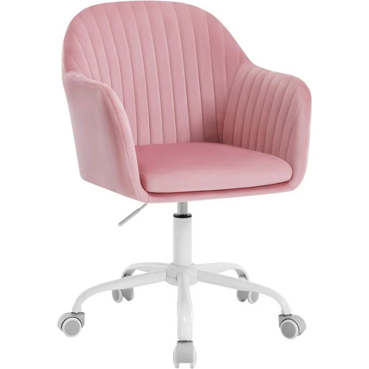 Woltu Schreibtischstuhl, Homeoffice Stuhl mit Rollen, Schminkstuhl höhenverstellbar – Bild 1