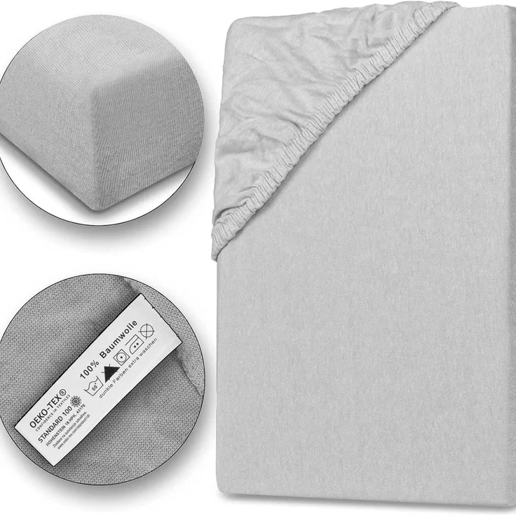 Jersey-Spannbettlaken für Kinder 70x140 cm hautfreundlich atmungsaktiv grau – Bild 1