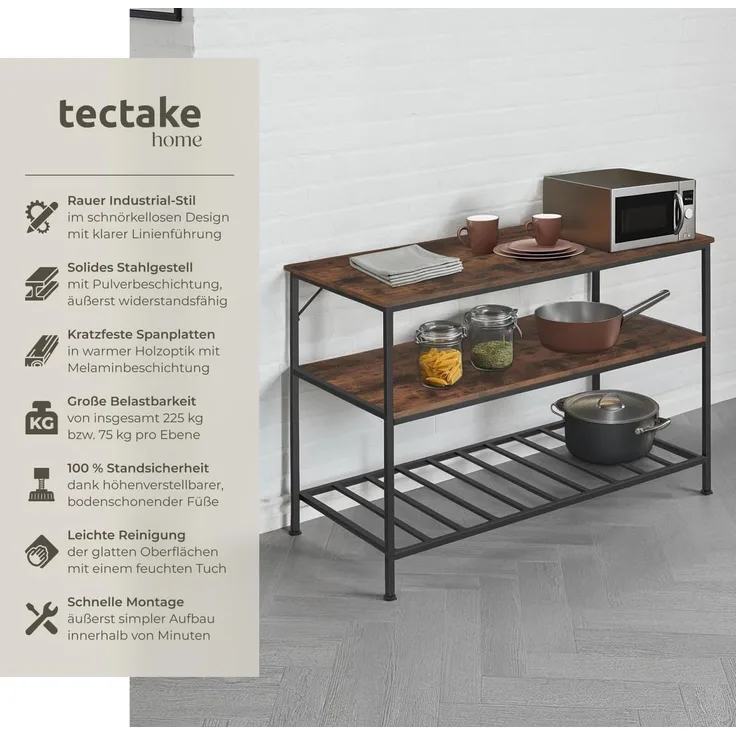 tectake Küchenregal Akeley, Set 1-tlg, Industrial Style