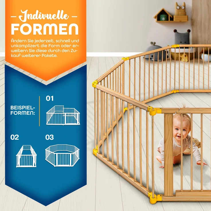 KIDUKU® Laufgitter 7,2M inklusive Tür Baby Laufstall Absperrgitter – Bild 2