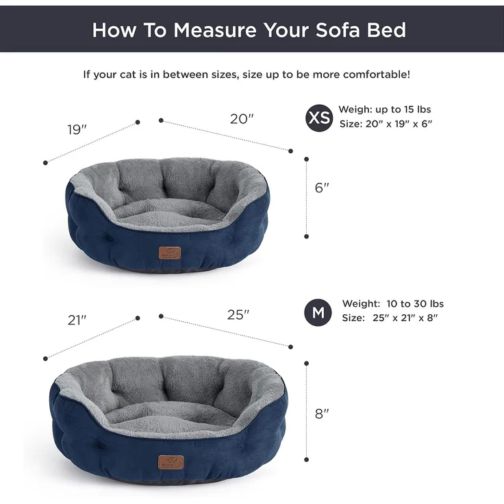 BEDSURE Katzenbett waschbar Katzen Bettchen - 63 x 53 x 20 cm Katzen Bett mit Zweiseitig Innenkissen Katzenschlafplatz für Katzen oder kleine Hunde, Navyblau – Bild 7