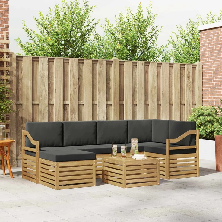 vidaXL Outdoor-Sofagarnitur 7 stk. 5-Sitzer Weiß und Anthrazit 3392172 – Bild 1