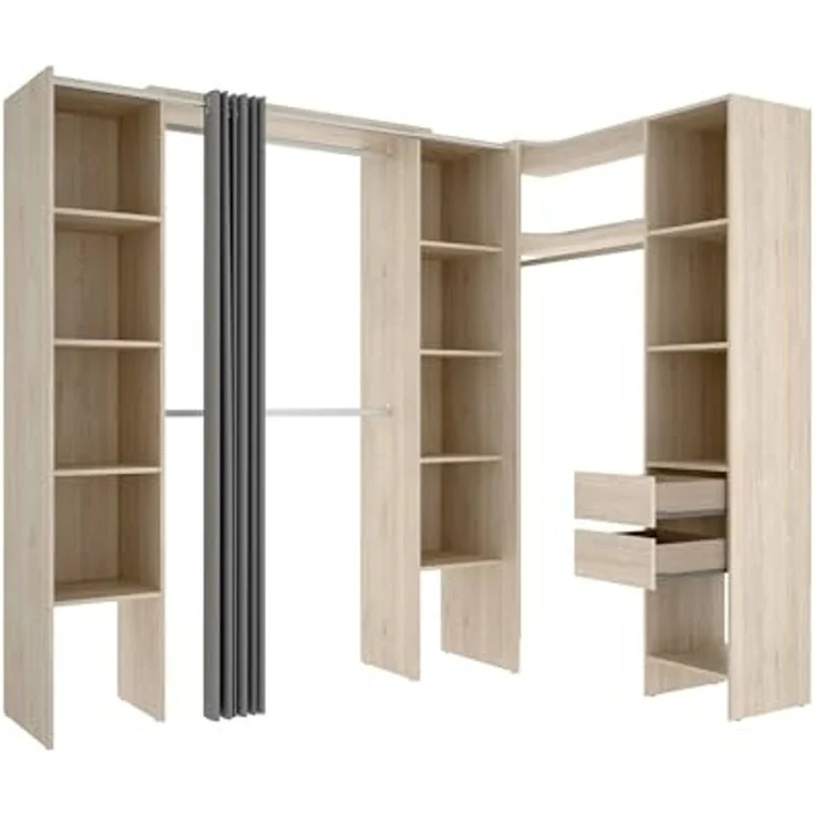 Dmora - Großer Kleiderschrank Bestone, Schlafzimmermöbel, Schrank, Garderobe, 234x141 h205 cm, Eiche – Bild 2