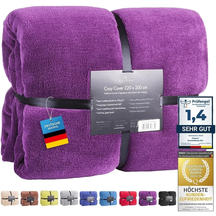 Wohndecke FELUNA Coral Fleece Kuscheldecke XXL – Superweicher Cashmere-Touch, Feluna, Tagesdecke Kaschmir-Touch 220 x 200 cm – Bild 1