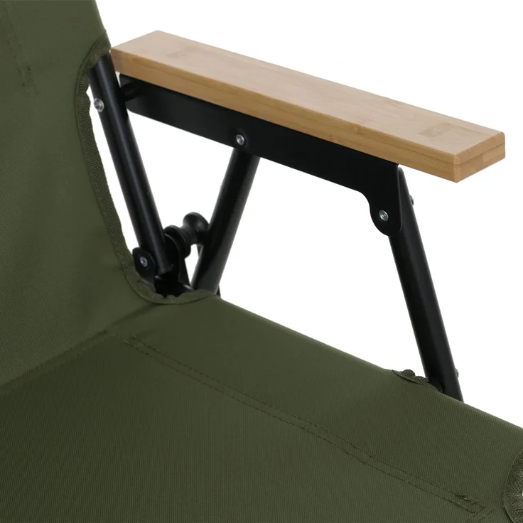 2er-Set Campingstuhl HWC-Q43, Gartenstuhl Balkonstuhl Freizeitstuhl, klappbar Bambus Metall Stoff/Textil ~ grün – Bild 6