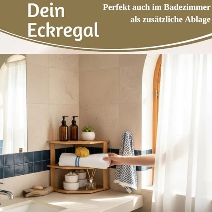 LS-LebenStil Küchenregal Eckregal Holz 27x25cm stehend Aufbewahrungsregal Gewürzregal, Küche & Bad - Gewürzregal über Eck - Organizer für Tassen Gewürze 1-tlg, Dekoregal als für Arbeitsplatte - Badregal Ablage Modern Platzsparend – Bild 7