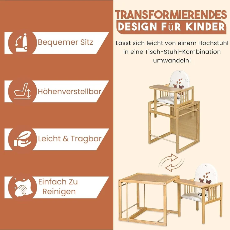 Best For Kids Kombihochstuhl Victoria - leicht umbaubar zur Stuhl-Tisch-Kombination – Bild 5