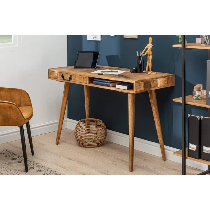 riess-ambiente Schreibtisch RETRO 120cm natur, Arbeitszimmer · Massivholz · mit Schublade · Home Office – Bild 4