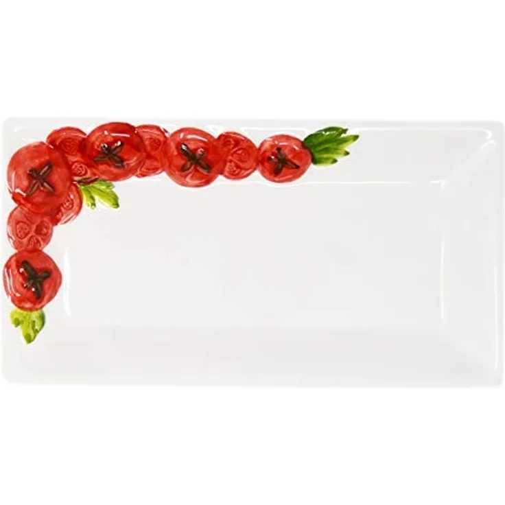 Lashuma Servierteller Tomate, Keramik, (1-tlg, 24 x 13 cm), Fleischteller eckig mit Tomaten Relief