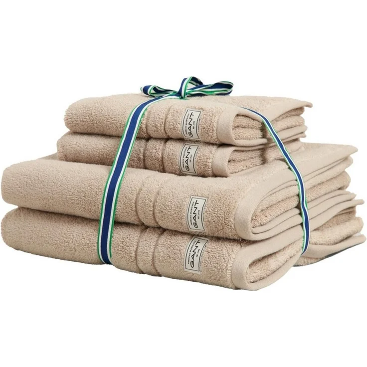 GANT Handtuch/Duschtuch-Set, 4-teilig - PREMIUM TOWEL, Frottee, 50x70 und 70x140 Sand Set – Bild 3