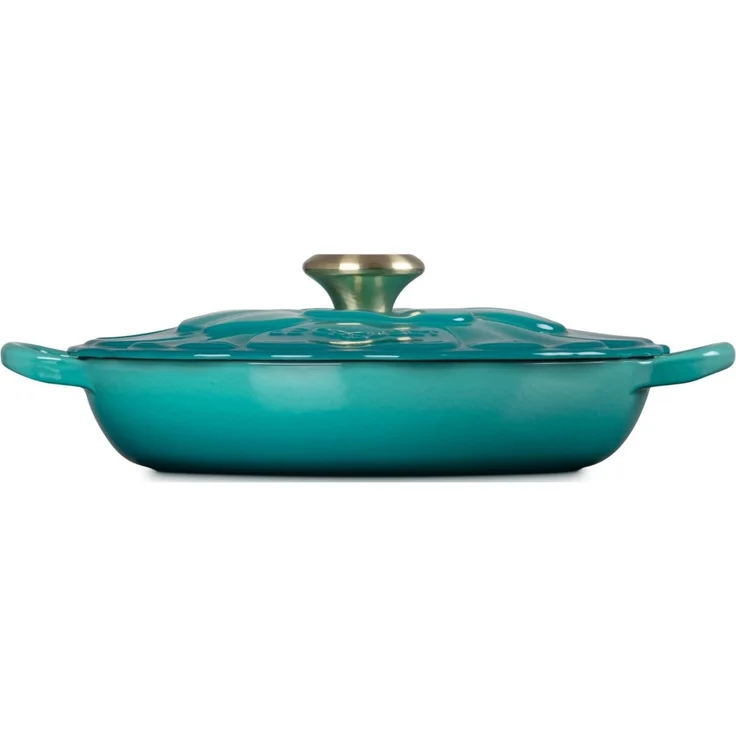 LE CREUSET Kochtopf Signature Gourmet-Profitopf Blume bleu riviera 26cm, Emailliertes Gusseisen – Bild 2