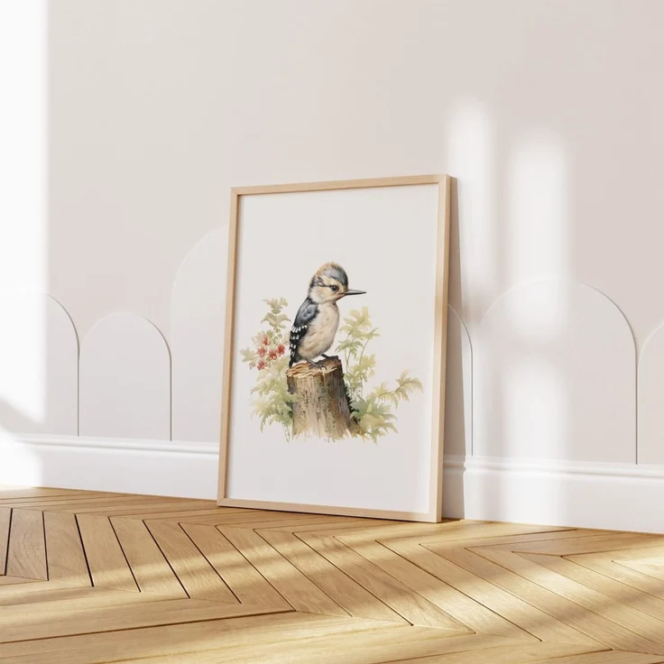 Kinderzimmer Poster Tiere Wald Wasserfarben · Wanddekoration Kinderzimmer Geschenkidee · Wand Deko · Kunst Druck · Deko Print · ohne Rahmen - 20 x 25 cm / Specht