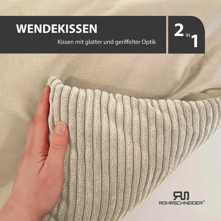 ROHRSCHNEIDER Hundebett - Cord, Hundekorb, Tierbett, Wendekissen, Bezug waschbar, rutschfest Beige 15x70x49cm – Bild 6