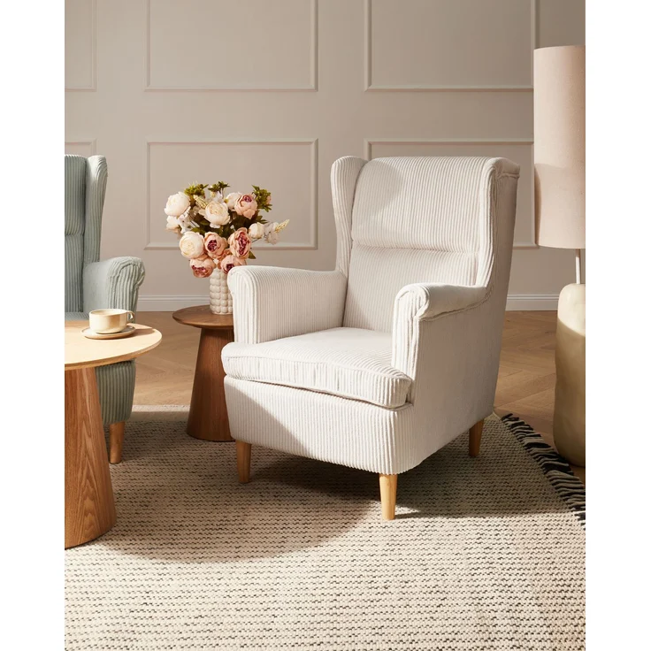 Ohrensessel ABSON Cord Hellbeige – Bild 3