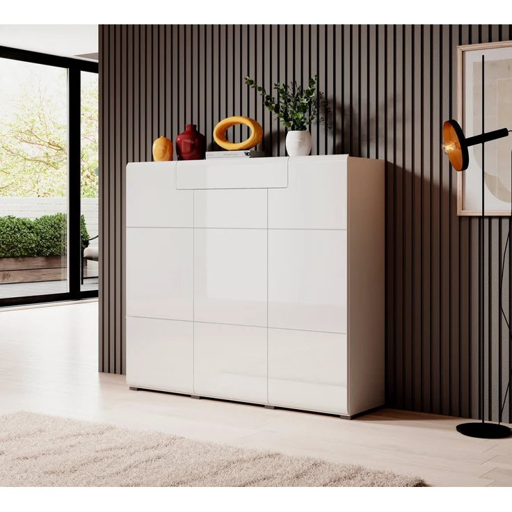 INOSIGN Highboard Toledo,Breite 147,5 cm,trendige Hochkommode mit 3 Türen 1SK, Hochschrank mit viel Stauraum, stylische Hochglanzfronten – Bild 3