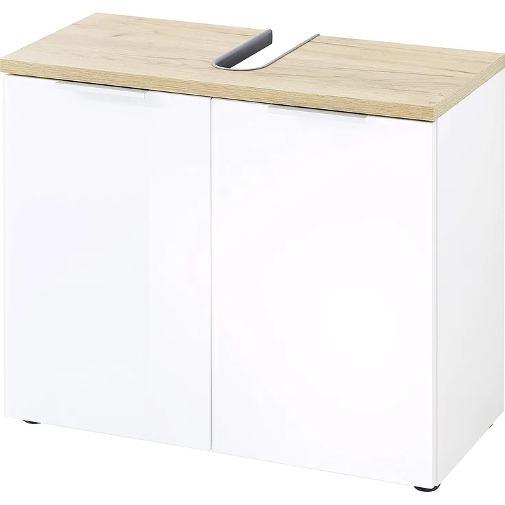 Waschbeckenunterschrank 'GW-PESCARA', Weiß-Navarra Eiche