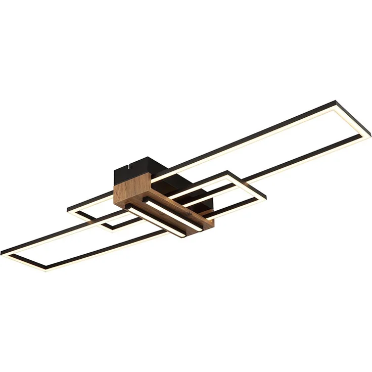 LED Deckenleuchte, schwarz, Holzoptik, L 100 cm – Bild 4