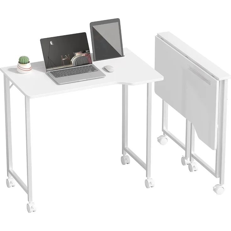 HOMCOM Schreibtisch, MDF, Stahl, Weiß, 80 x 52 x 75 cm