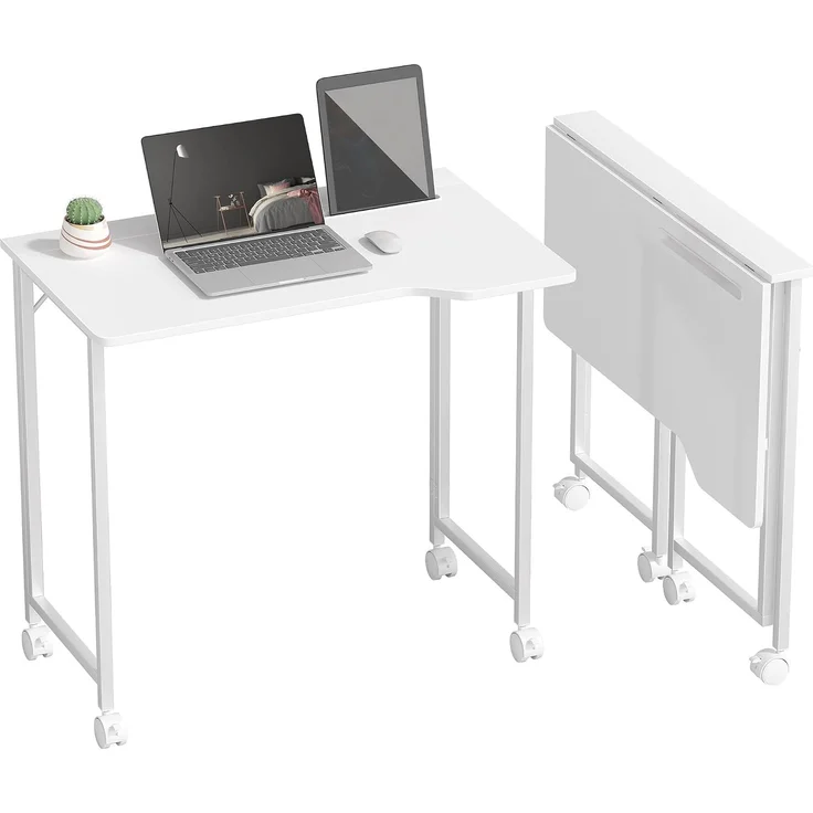 HOMCOM Schreibtisch, MDF, Stahl, Weiß, 80 x 52 x 75 cm – Bild 1