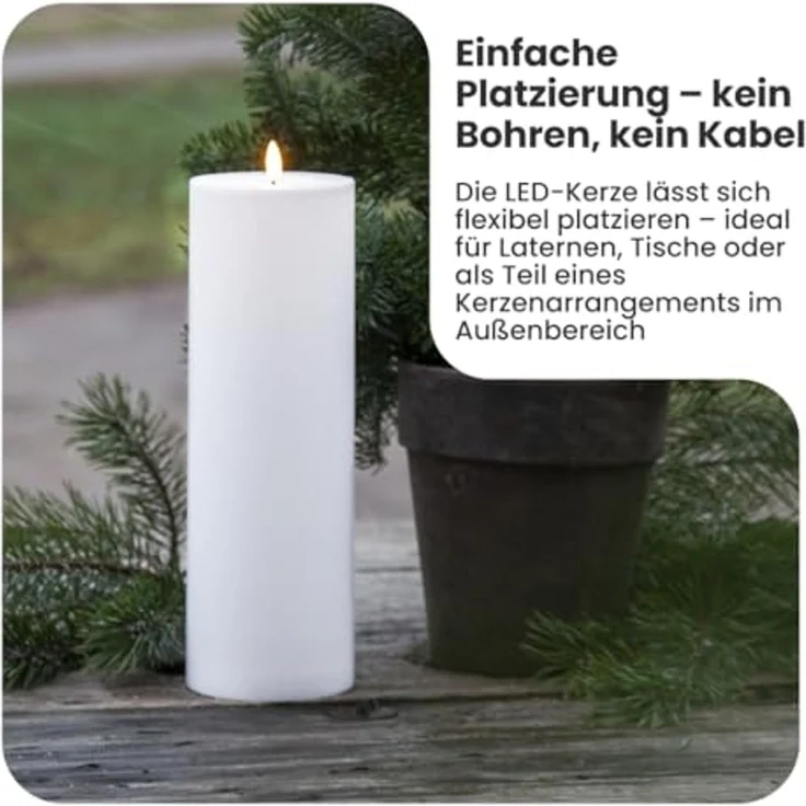 LED-Kerze ,Flamme Rak, outdoor, weiß, Dämmerungssensor, 32cm – Bild 5