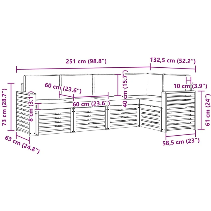 vidaXL Outdoor-Sofagarnitur 5 stk. 5-Sitzer Weiß und Anthrazit 3391842 – Bild 8