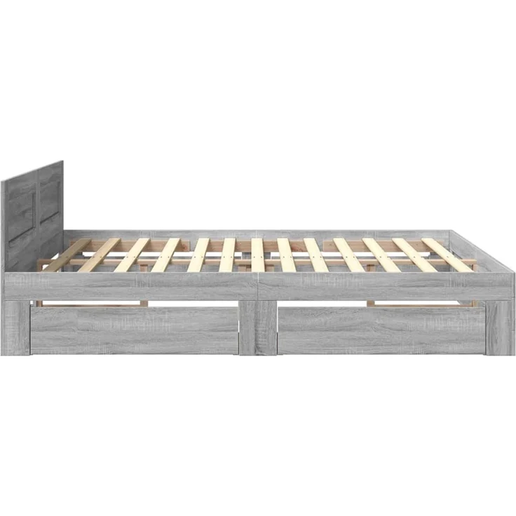 vidaXL Bettgestell mit Kopfteil Grau Sonoma 180x200 cm Holzwerkstoff 3295546 – Bild 6