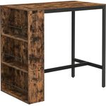 Vasagle Bartisch mit Regal, Stehtisch, Küchentisch, 3 offene Fächer, Esstisch, Küchentresen, für Küche, Esszimmer, 110 x 60 x 100 cm, Industrie-Design, vintagebraun-schwarz LBT016B01