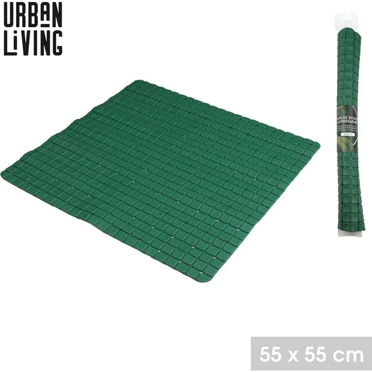 Urban Living 55x55cm rutschfeste Badematte "DARK LEAF" Badvorleger 24634 grün