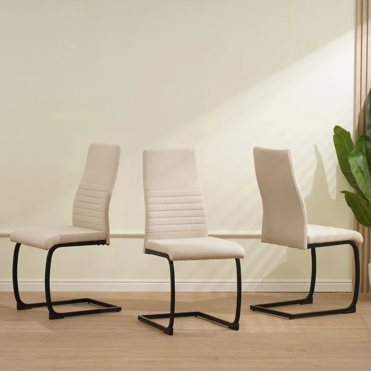 ALBATROS Freischwinger Stuhl TURANO 4er Set, Beige- Esszimmerstuhl Schwingstuhl mit Modernem Design, Stoff-Bezug, Dicke Polsterung - Küchenstuhl, Polster-Stuhl Esszimmer, Esstisch Stuhl – Bild 4