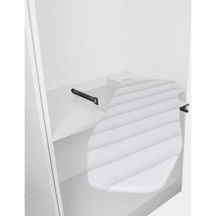 SO-TECH® Bügelbrett Bügeltisch Ironfold für Fachbodenmontage, klappbar, 180° schwenkbar, inkl. Bügeltuch aluminiumgrau – Bild 6